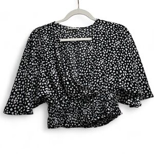 Timing Women’s Black with white dots smocked blouse Small